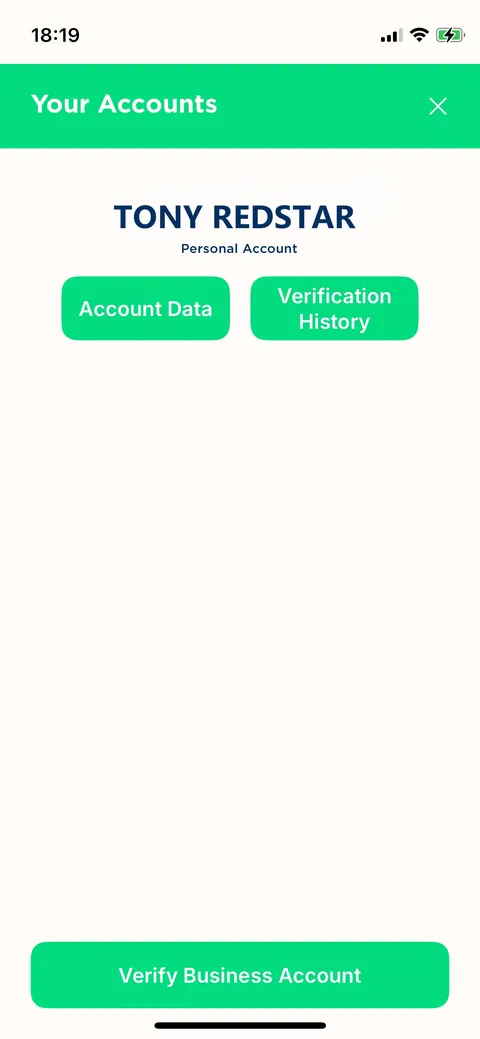 Identity Wallet accounts view